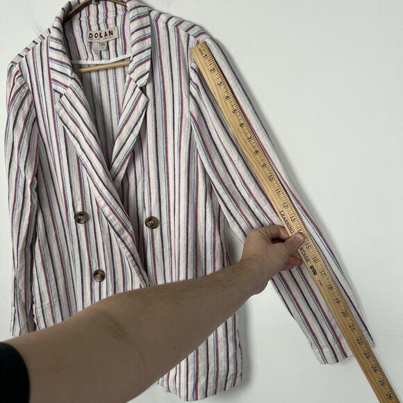 Anthropologie Dolan Women’s Size Medium Double Breast Anna Blazer Linen Striped - Picture 5 of 10
